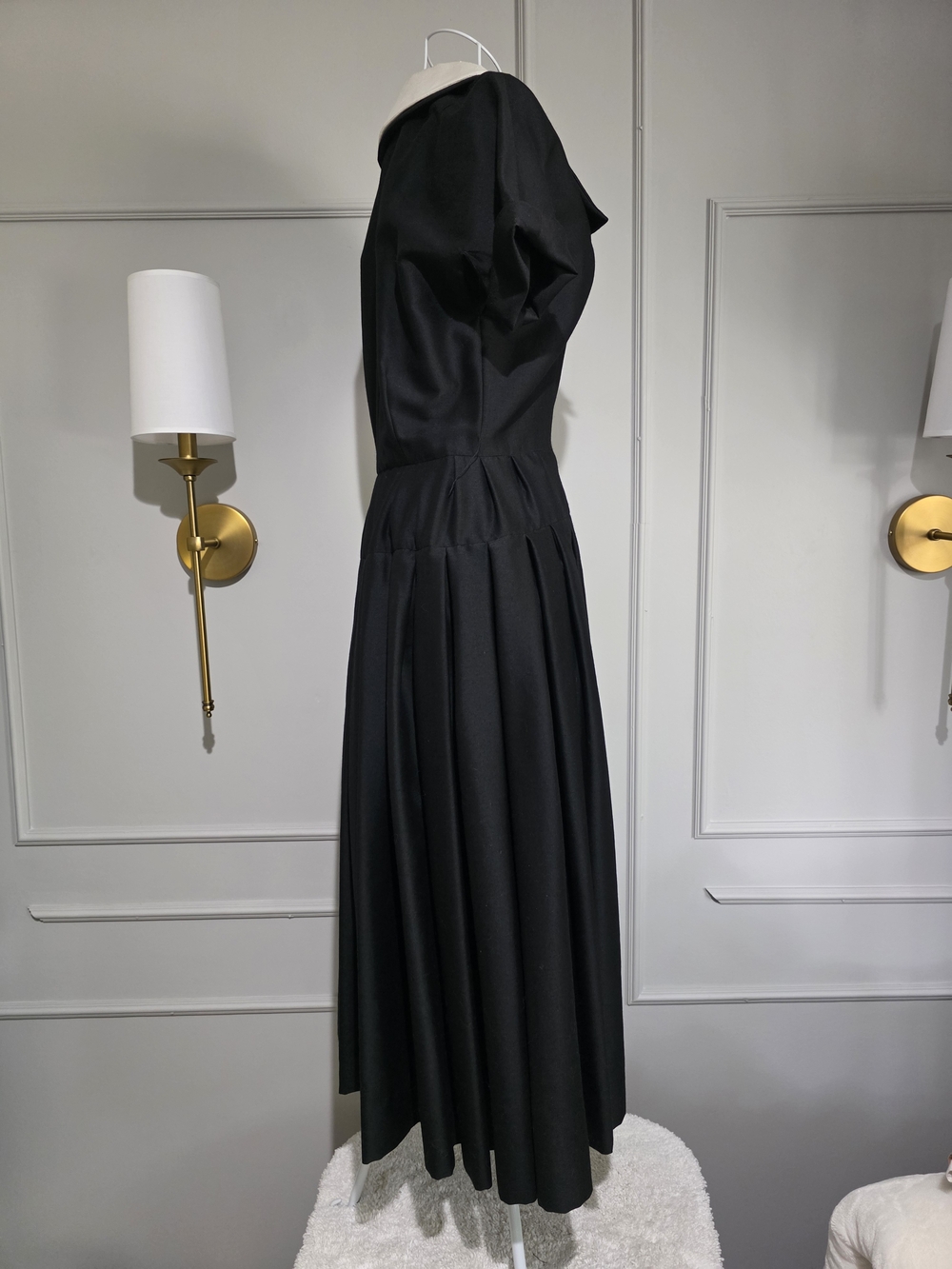 Vintage Christian Dior new York Black Midi Dress with White - Picture 10 of 16